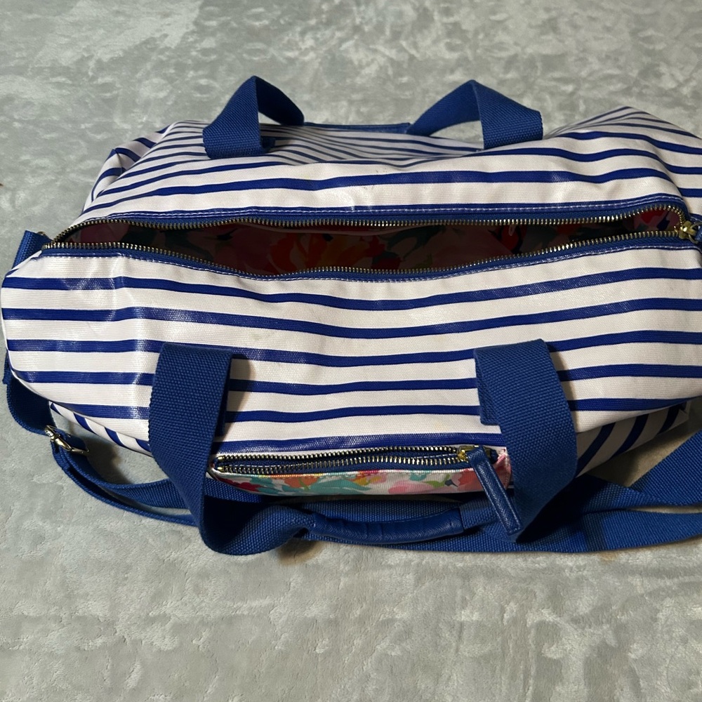Blue and White Striped Tote Bag
